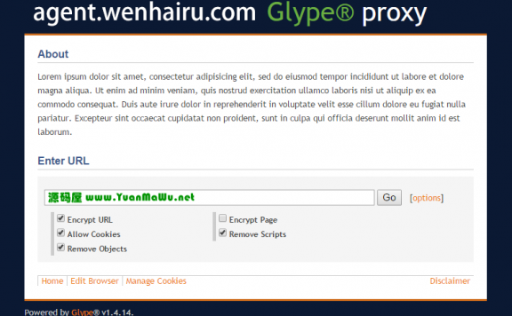 网页代理Glype|免费的网页代理程序源码 Glype V1.4.14 官方原版下载