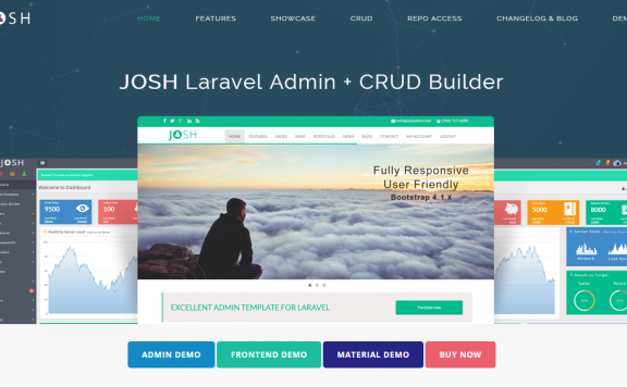 Josh v5.12.12 Laravel 前后台面板  CRUD bootstrap的管理模板